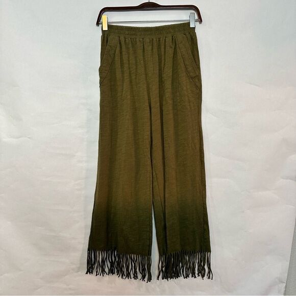 Umgee High Waist Dip Dye Fringe Ankle Pant 129 - Picture 1 of 4